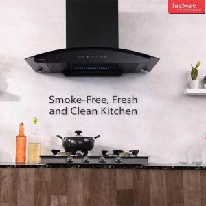 Hindware Divina 90 Cm Wall Mounted Chimney , Filter-less Auto Clean Wall Mounted Black 1200 CMH Chimney