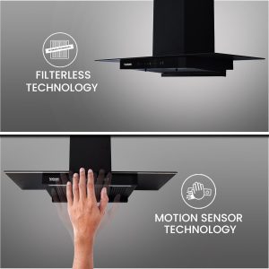 Hindware Smart Appliances Mariana 90 Auto Clean Kitchen Chimney with Max Suction 1180 m3/h | Energy Efficient LED Lamps | Thermal Auto Clean Technology | Motion Sensor | Kitchen Chimney