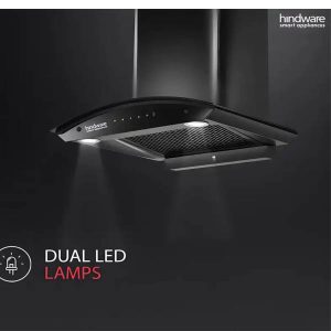 Hindware Divina 90 Cm Wall Mounted Chimney , Filter-less Auto Clean Wall Mounted Black 1200 CMH Chimney