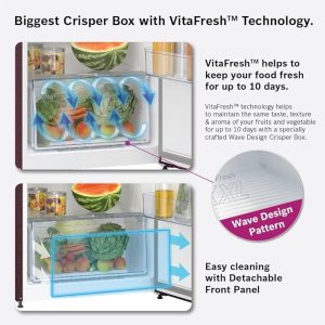 Bosch Max Convert 263L Inverter Frost Free Refrigerator (CTC27W13EI, Convertible, Garnet Red)