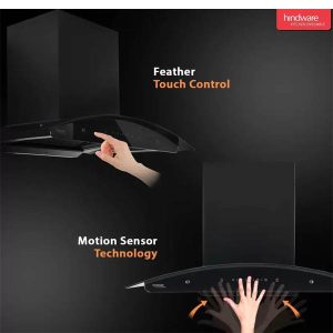 Hindware Divina 90 Cm Wall Mounted Chimney , Filter-less Auto Clean Wall Mounted Black 1200 CMH Chimney