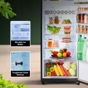 Godrej 272 L 2 Star Wood Finish, 30 Days Farm Freshness, Frost Free Inverter Double Door Refrigerator (2024 Model, RT EONVOGUE 310B RI OK WD, Oak Wood)