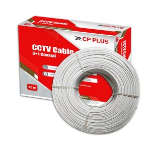 CP PLUS 3+1 Coaxial Pure Copper CCTV Camera Cable (90 Meter) White