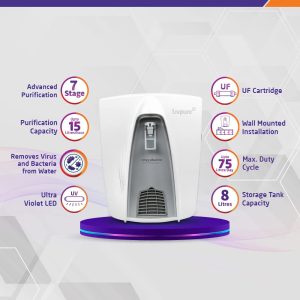 Livpure Envy Alkaline RO+UV+UF+Alkaliser Water Purifier for Home, Alkaline pH 8+, 8 L Storage Tank, suitable for borewell, tanker and municipal water, (White)