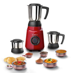 Bosch TrueMixx Joy Mixer Grinder 500 Watt, Red, 3 Jars - MGM2133RIN