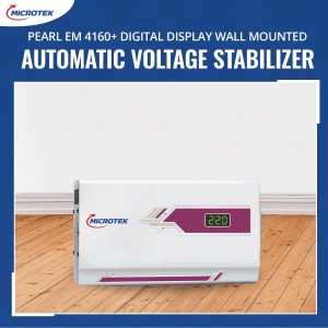 Microtek Pearl EM 4160+ Digital Display Wall Mounted Automatic Voltage Stabilizer Upto 1.5 Ton AC Working Power 160V-285V with 3 Year Warranty