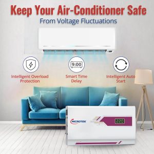 Microtek Pearl EM 4160+ Digital Display Wall Mounted Automatic Voltage Stabilizer Upto 1.5 Ton AC Working Power 160V-285V with 3 Year Warranty