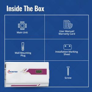 Microtek Pearl EM 4160+ Digital Display Wall Mounted Automatic Voltage Stabilizer Upto 1.5 Ton AC Working Power 160V-285V with 3 Year Warranty