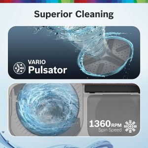 BOSCH 8 kg 5 Star with 1360 High RPM Spin Motor Semi Automatic Top Load Washing Machine Multicolor (WJP802V0IN)