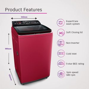 Bosch 7.5 kg 5 Star Fully-Automatic Top Loading Washing Machine MAROON (WOI753M0IN)