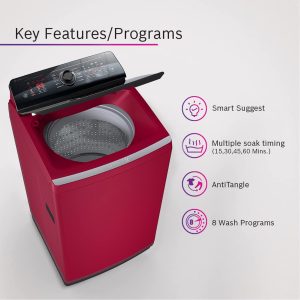 Bosch 7.5 kg 5 Star Fully-Automatic Top Loading Washing Machine MAROON (WOI753M0IN)